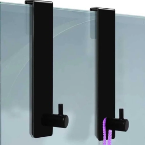 Stainless Steel Bathroom Glass Door Rear Hook Non-punching Back-mounted Single Hook Removable Metal Hanger