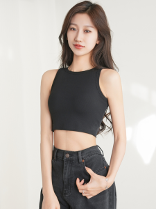 Áo Vest Cổ Tròn Không Tay Bằng Vải Modal Thể Thao Mùa Hè Cho Nữ Áo Vest Ngắn Hở Bụng Áo Vest Dây Đeo Vai Đơn Giản