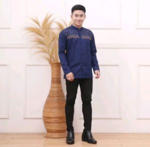 Baju Koko Motif jasuke Pria Dewasa Muslim Lengan Panjang Baju Koko Atasan Bordir