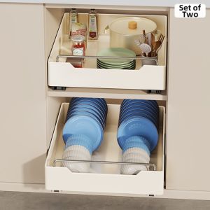 Pull-out Kitchen Organizer Narrow Cabinet Shelf Divider Under Sink Storage