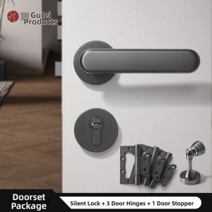GUTE | Modern Bedroom Door Lock Magnetic Silent Split Handle