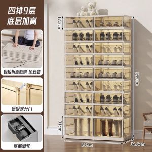 Dimensional Pocket Foldable Combination Shoe Rack Transparent Indoor Shoe Storage Box European Style Plastic Material
