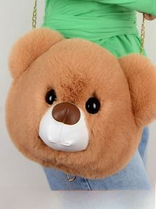 Fashion Lolita Shoulder Messenger Bag Cartoon Bear Cute Plush Bag Cartoon Creative Wallet Mobile Phone Bag