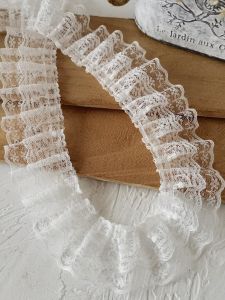 Double-Layer White Lace Ruched High Quality Clothes Collar Cuff Lace Accessories Handmade DIY Clothing Decorative Fabric