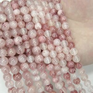 Hạt Đá Ngọc Bích Ba Tư Tự Nhiên 4-12mm Màu Hồng Dạng Rời Dùng Làm Vòng Tay Vòng Cổ Trang Sức Tự Làm Hình Tròn