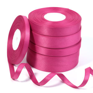 25Yards/Roll Hot Pink Satin Ribbon 1/1.5/2/2.5/3.8cm Ribbons For DIY Christmas New Year Wedding Party Gifts Wrapping Decoration