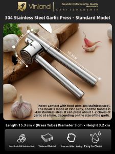 Manual Garlic Press Kitchen Tool for Grinding Garlic Ends Squeezing Garlic Paste Home Use Zinc Alloy Garlic Smasher