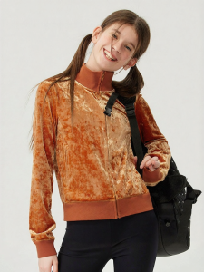 JOLLY BEAN | Girls Velvet Drill Rhinestone Figure Skating Training Jacket