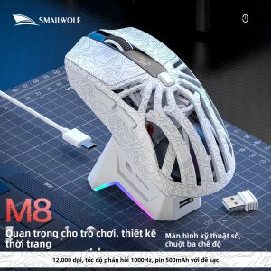 SMAILWOLF | Chuột Chơi Game Không Dây Bluetooth SMAILWOLF M8 3 Chế Độ Esports PAW3311 FPS Thiết Kế Ôm Tay Dùng Cho Chơi Game Và Văn Phòng