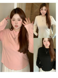 plus Size Knitted Sweater Long Sleeve Loose Bottom Base Layer Top for plus Size Women Pink Spring Summer Inner Wear Commute Style