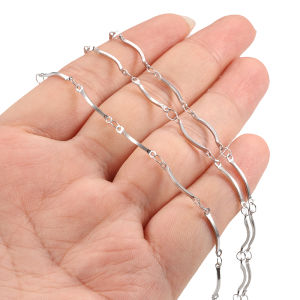 DIY โซ่บาร์โค้งสองรูสแตนเลสสตีลสร้อยข้อมือโซ่บางกันน้ำ