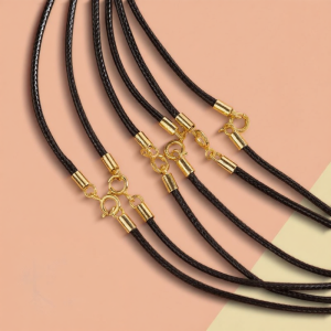 TINGGU | Black Leather Necklace Cord 925 Silver Clasp