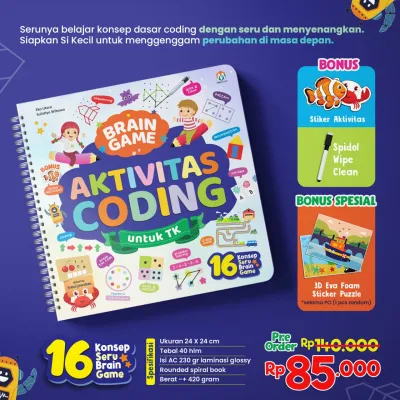 Buku aktivitas Coding untuk anak TK WIPE CLEAN