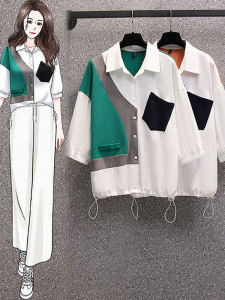 Áo Thun Polo Cổ Tròn Tay Ngắn Mùa Hè Mới Cho Nữ Áo Thun Màu Tương Phản Dáng Rộng Tay Thường Chất Liệu Cotton Pha Trộn