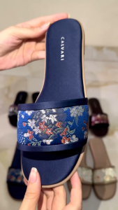 CALVARI - OLIVE Sandal Wanita Korea Teplek Casual Kekinian Size 36 - 40 Sendal Flat Cewek Kasual