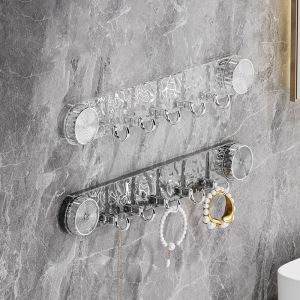 ตะขอแขวนผนังแบบหมุนได้ 5 ตัว พร้อมถ้วยดูดสุญญากาศ ไม่ต้องเจาะรู รับน้ำหนักได้มาก ราวแขวนผ้าเช็ดตัวในห้องน้ำ ตะขอแขวนแบบแถวลูกฟูก