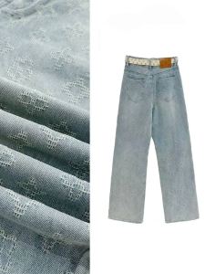 Embroidered Denim Jeans Womens Straight Leg Casual High Waist Slimming Fashionable Spring Autumn Large Size Vintage Hong Kong Style