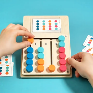 Kids Wooden Memory Chess Game 4-Color Animal Logic Thinking Board Game