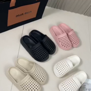 Marche Womens Breathable Perforated Platform Clogs Lightweight Hollow-Out Slide Sandals for Summer