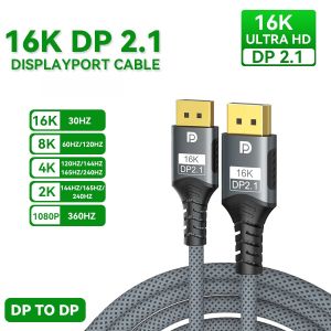 Displayport 2.1 16K DP Cable 8K 120Hz/60Hz 4K 240Hz 80Gbps HDR Video Audio Cable for Laptop TV Xbox Projector Gaming Monitor