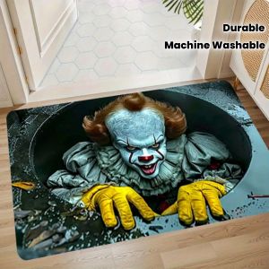 VIKAMA Halloween Carpet Scary Clown Floor Mat Outdoor Carpet Welcome Mat Bathroom Absorbent Carpet Home Decoration