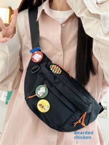 Japanese Style Sweet Cool Girl Chain Chest Bag Female K-style Ins Retro Trendy Minimalist All-Match Waist Bag Students Crossbody Bag