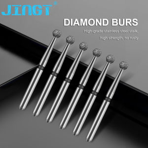 JINGT 10pcs/box Dental Diamond Burs Drill 1.6mm Shank for High Speed Handpiece Burs Emery High Hardness Dentistry Nail Polishing