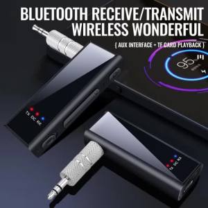 Kebidumei | Bluetooth 5.4 Audio Transmitter Receiver 3.5MM AUX Stereo Music Wireless Adapter With Mic Support TF Card Play For Car TV PC