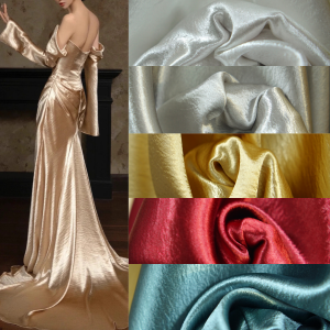 Gold and silver double crepe soft fabric shirt dress designer handmade DIY sewing fabric