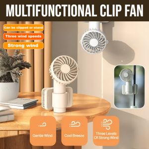 Multifunctional Clip Fan Type-C Rechargeable Outdoor Portable Handheld Clip Fan Foldable Adjustable Angle Low Noise