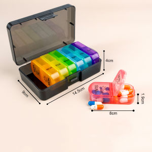 UNTIOR  Portable Weekly Pill Box Morning and Evening Large Capacity Travel with 14 Compartments to Hold Pills Vitamins
