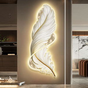 Led with Light Hallway Vertical Version Luminous Feather Mural Accessible Luxury High-End Living Room Decorative Painting Sofa Wall Painting