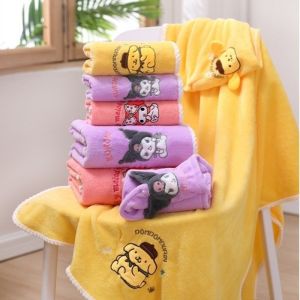 Kawaii Sanrio Cinnamoroll Bath Towel Kuromi Melody Coral Fleece Cartoon Anime Bath Towel Soft Absorbent Quick Drying Cute Towel Girl Gift