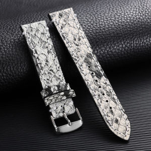Handmade Snake Pattern Leather Strap 18/19/20/21/22mm Black Business Genuine Leather Strap Ultra Thin and Soft Watch Accessories