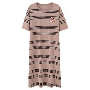 Miiow | Womens Summer New Loose Pure Cotton Sleepwear With Chest Pad Home Clothes Set Can Be Worn Outside Cat Person Sleep Dress