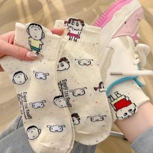 Kawaii Cute Crayon Shin Chan Socks Summer Soft and Comfortable Short Socks Cartoon Anime Student Sports Socks
