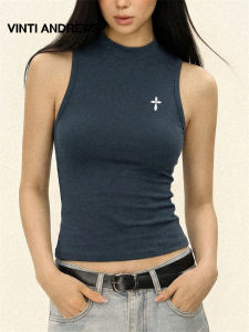 Slim Fit Scoop Neck Sleeveless Top Retro Stylish Tshirt