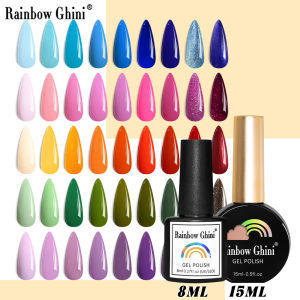 RG 8ml 15ml Solid Gel Nail Polish Semi-permanent LED UV Lamp Varnish Glue Pink Gellac Base Top Coat Nail Polish Art Pvoy Colors