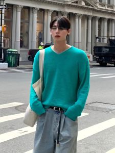 DAVID&ME | V Neck Knit Long Sleeve Korean Style UV Protection T-Shirt