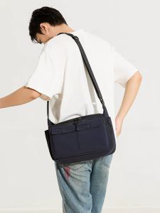 Mens Casual Crossbody Bag Single Shoulder Commuter Waterproof Nylon Purse Simple Business Bag for Youth Leisure Scenarios