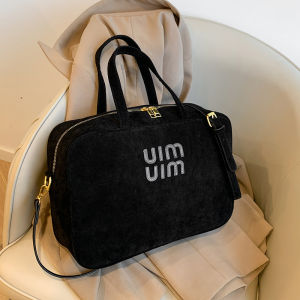 Fall Fashion Faux Leather Tote Bag Womens Large Capacity Bowling Bag Commute Handbag Korean Style Single Shoulder Bag