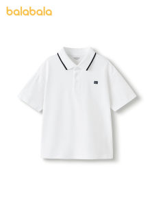 balabala Boys Polo Shirt Big Kids Baby Cotton Base Shirt Summer White T-Shirt Trend 2025