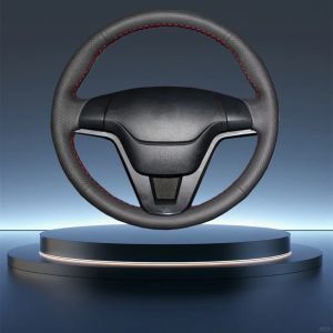 Car Steering Wheel Cover For Honda CR-V 2007-2011 Auto Lnterior Accessories Hand-Stitched Black Perforated Microfiber Leather