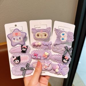 Cartoon Knitted Hair Accessories Set for Little Girls Hair Clips Edge Bangs Woolen Hairpins Childrens Fashion Accessories