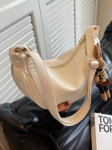 TANGKOU | Large Capacity New Soft Leather Crossbody Bag Versatile Commute Crescent Bag