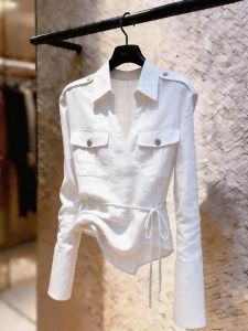 KUNAILIN | Slimming Long Sleeve Belted Commuter Polo Shirt Elegant