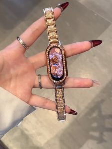 Metal Strap with Case For Xiaomi Mi Band 10 9 8 Wristband Luxury Glitter Full Diamond Stainless Steel Bracelet Replacement Watch Band
