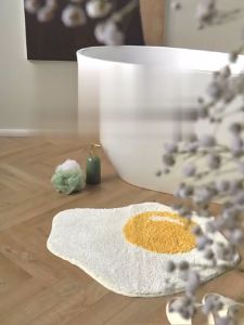 คลินิกใหม่! พรมดอกเดซี่ พรมไข่ดาว ขนนูม พรมเช็ดเท้าดอกเดซี่ พรมเช็ดเท้าหน้ายิ้ม พรมนิ่ม มีแผ่นกันลื่น พรมแต่งบ้าน น่ารัก