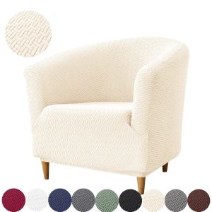 Elastic Club Chair Cover Jacquard Tub Chairs Slipcovers Solid Color Single Bar Armchair Sofa Covers for Living Room Home Decor