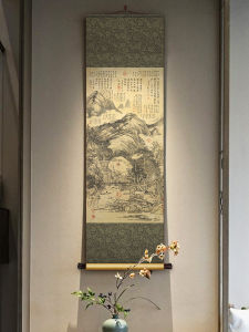 New Chinese Style Scroll Painting Wall Art Decorative Ancient Simulation Landscape Study Room Entrance Hall Decorative Painting
